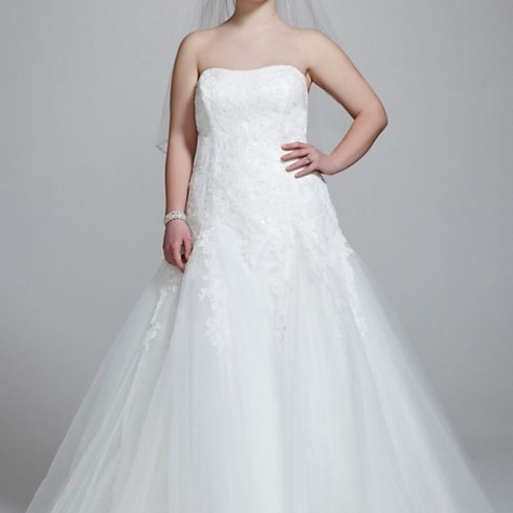 Beaded Appliqué Wedding Dress - Sz 22